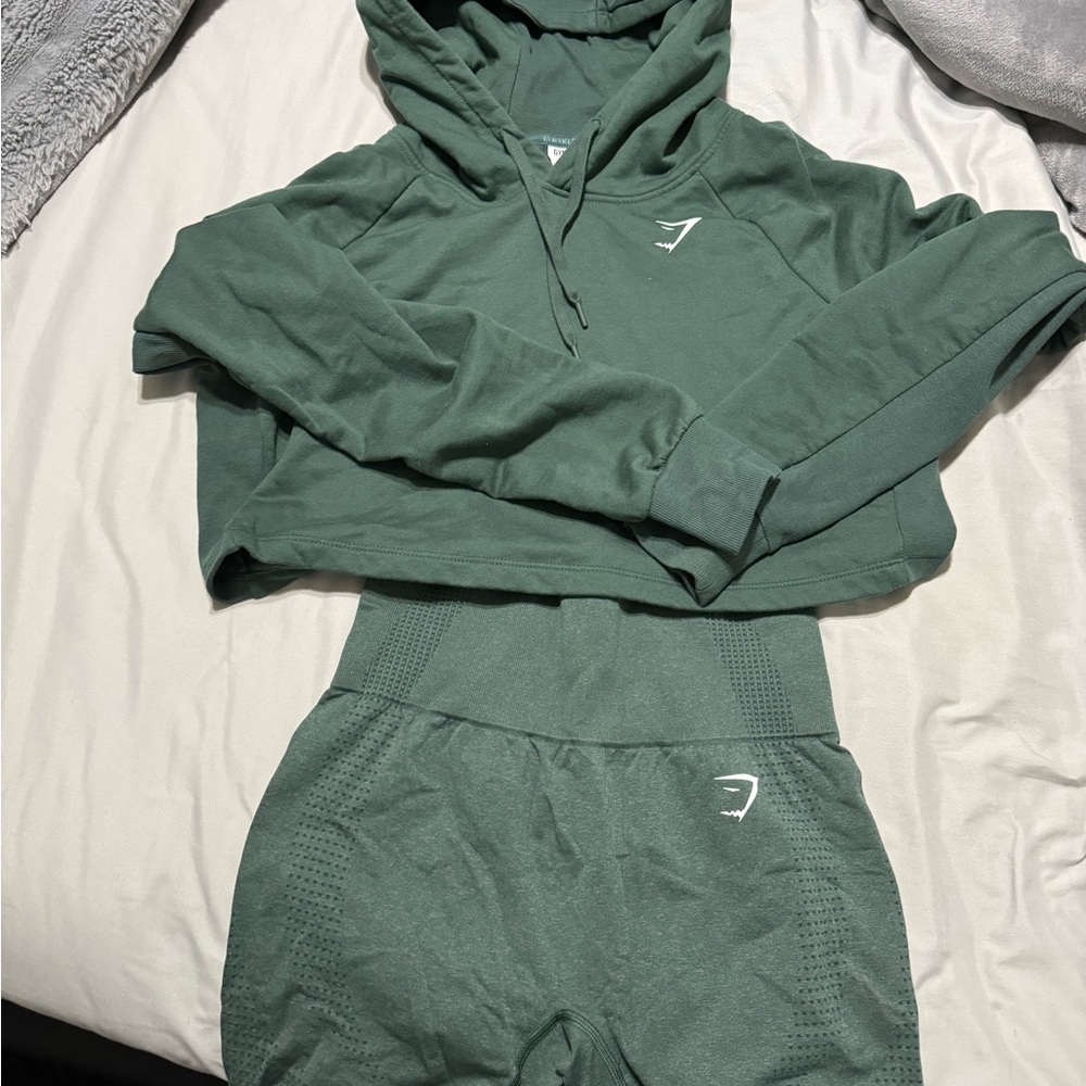 Gymshark Green Hoodie and Shorts Set